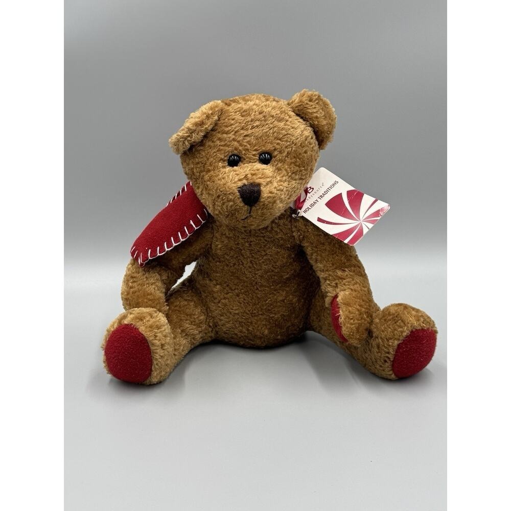 Body Source Holiday Traditions Teddy Bear 10" Sitting Stuffed Animal Red Scarf